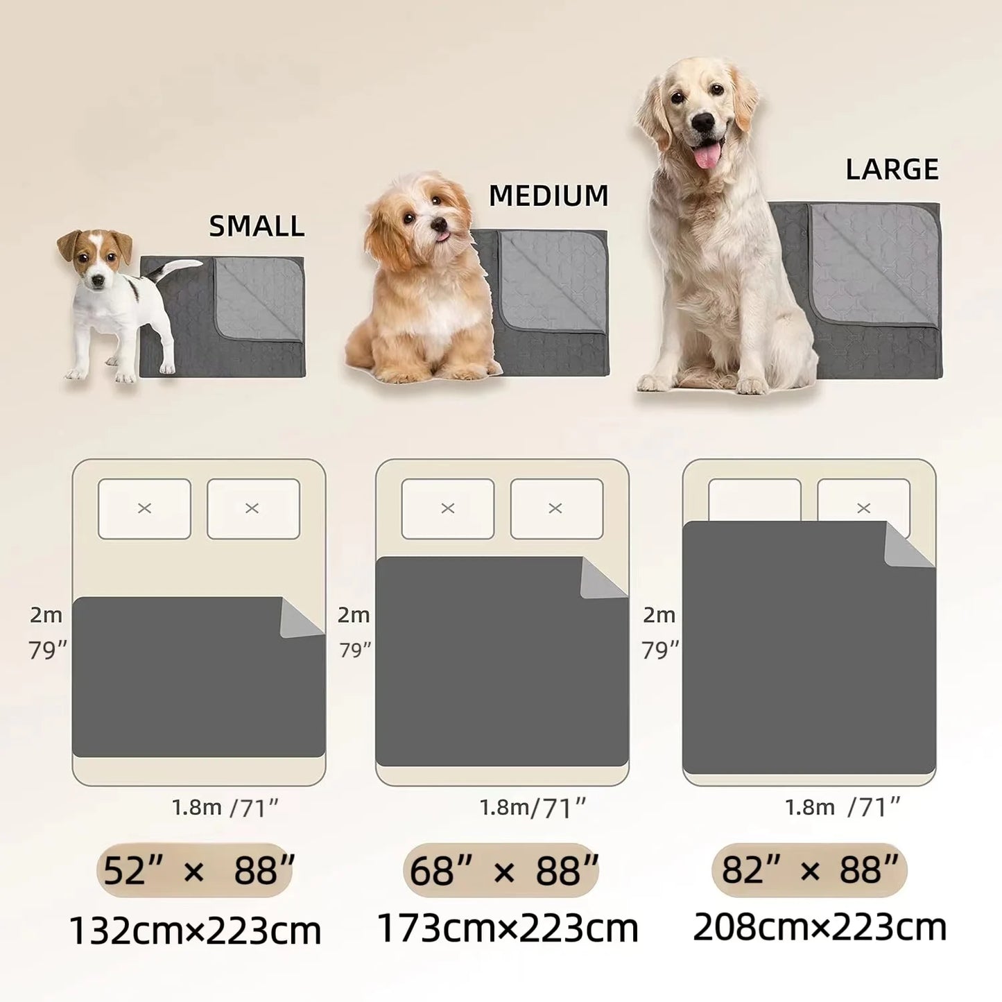 Extra Large Double-Faced 100% Waterproof Dog Blanket Furniture Protector for Dogs Cats,Reversible