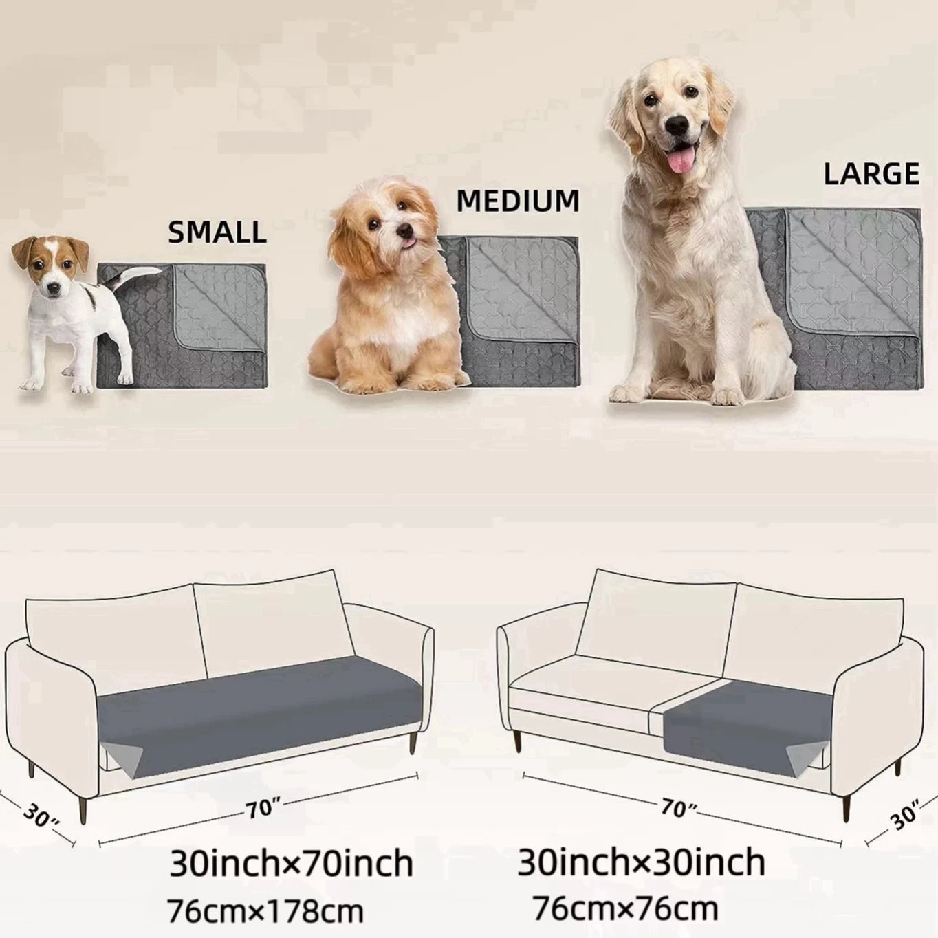 Extra Large Double-Faced 100% Waterproof Dog Blanket Furniture Protector for Dogs Cats,Reversible