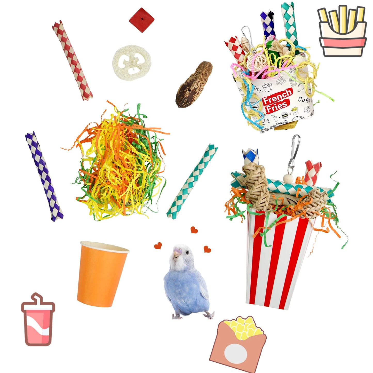 3 PCS Bird Shredding,  Foraging Toys, Parrot Cage Accessories