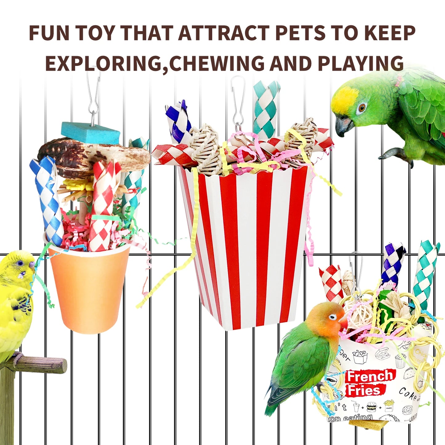 3 PCS Bird Shredding,  Foraging Toys, Parrot Cage Accessories